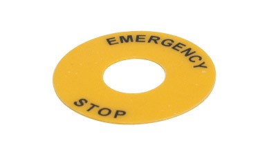 LGND PLATE RND PLSTC YLW 60MM EMERGENCY STOP