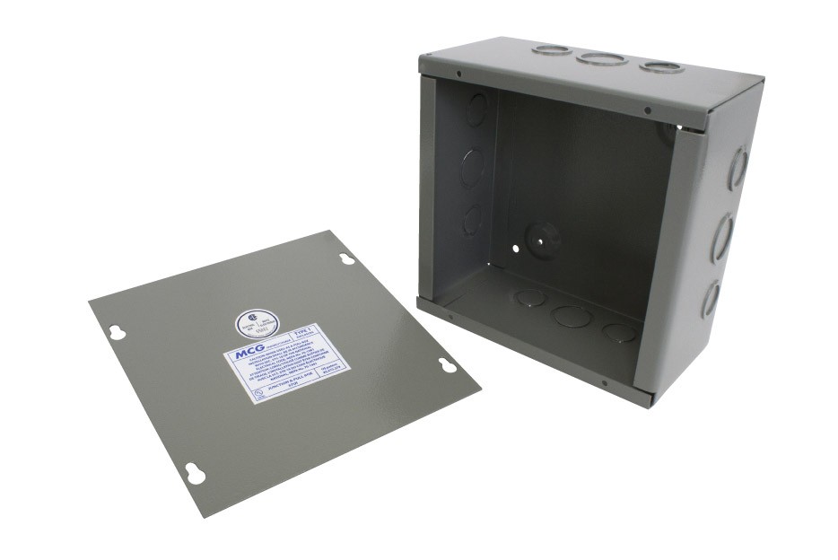 MCG NEMA1 12x12x6" SCREW COVER ENCLOSURE c/w KO's