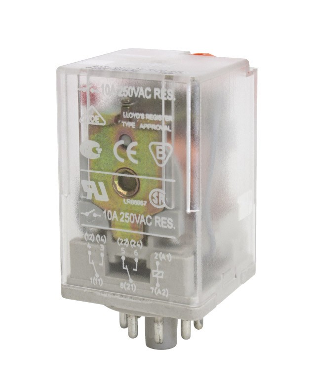 RLY 10A PLUG-IN 2P MECH TST LED 24VAC 8PIN