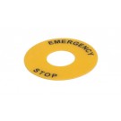 LGND PLATE RND PLSTC YLW 60MM EMERGENCY STOP